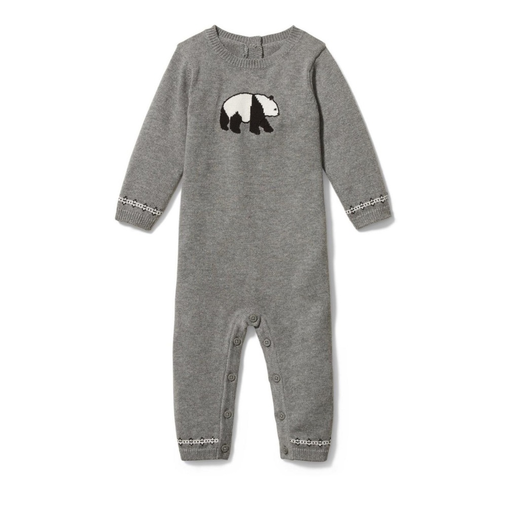 Janie and Jack Panda One Piece Sweater Outfit